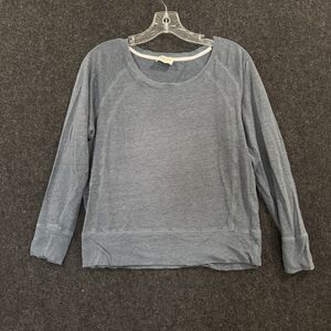 Wrap London Pullover Women's US 2 Blue Linen Cotton Long Sleeve Lightweight Top